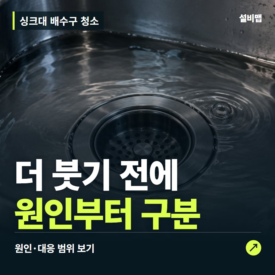 싱크대 배수구 청소, 세정제를 더 붓기 전 알아둘 점 — 증상과 비용 안내 이미지